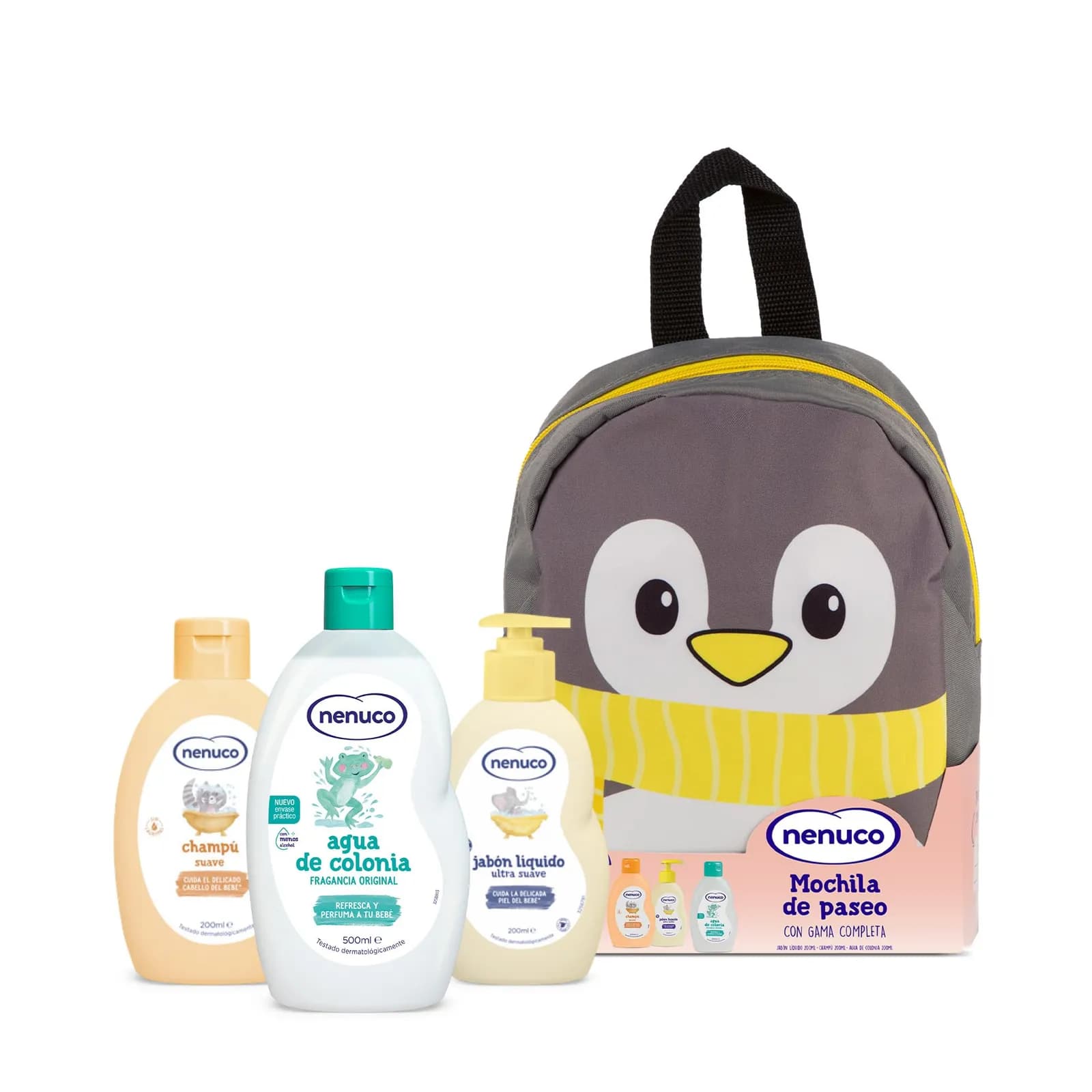 Nenuco Pack Bebé Mochila de Paseo Pingüino - Colonia, Jabón y Champú