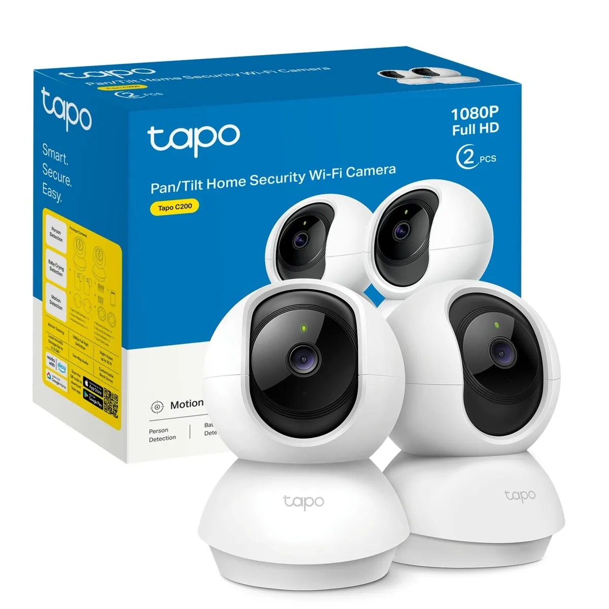 2x Tapo C200P2 Cámaras Vigilancia IP WiFi 360° FHD 1080p