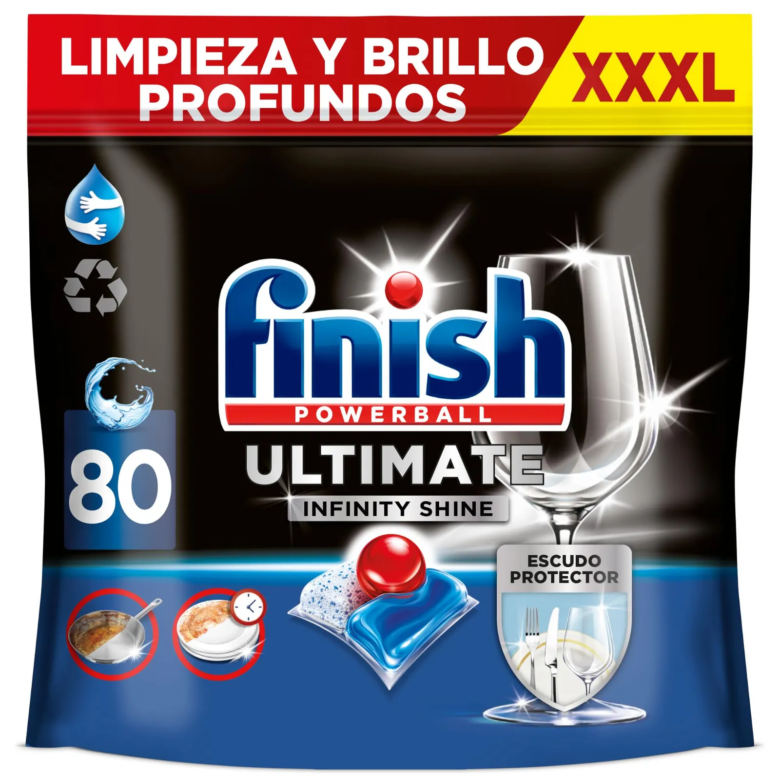80 Pastillas Lavavajillas Finish Powerball Ultimate Infinity Shine