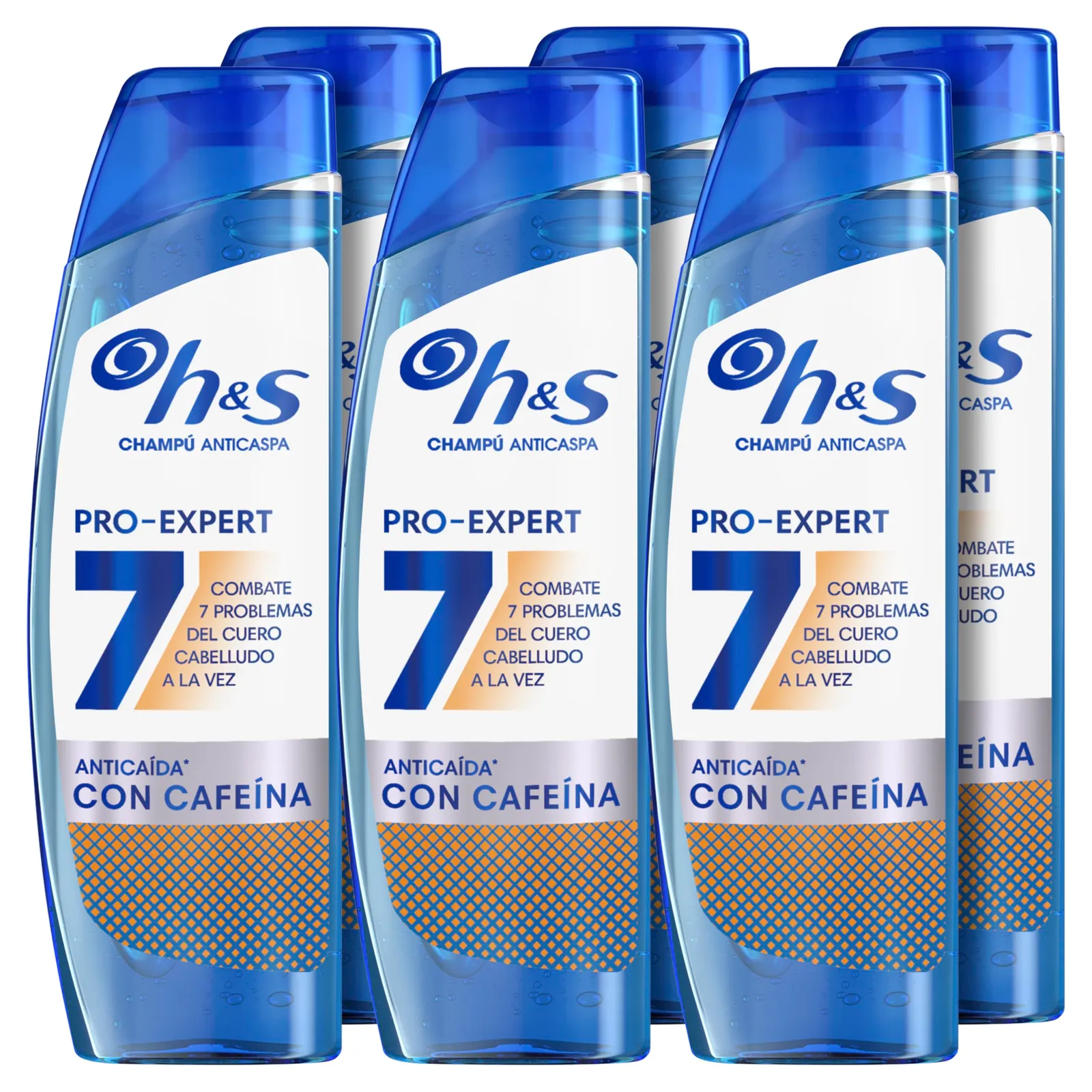 Pack 6 Champús H&S Pro-Expert Anticaída con Cafeína, 300 ml