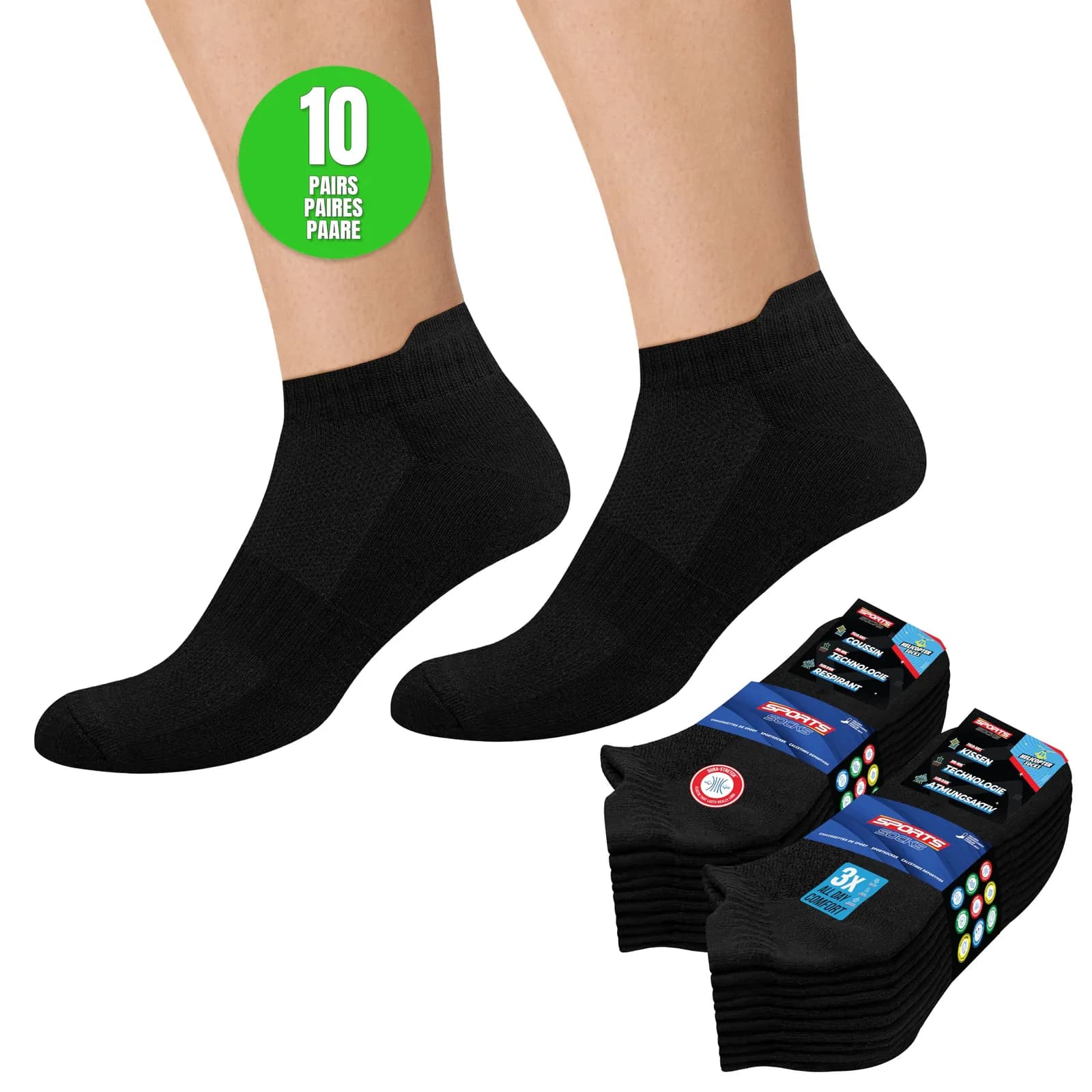 Pack 10 Calcetines Tobilleros Deportivos Soxco para Hombre y Mujer