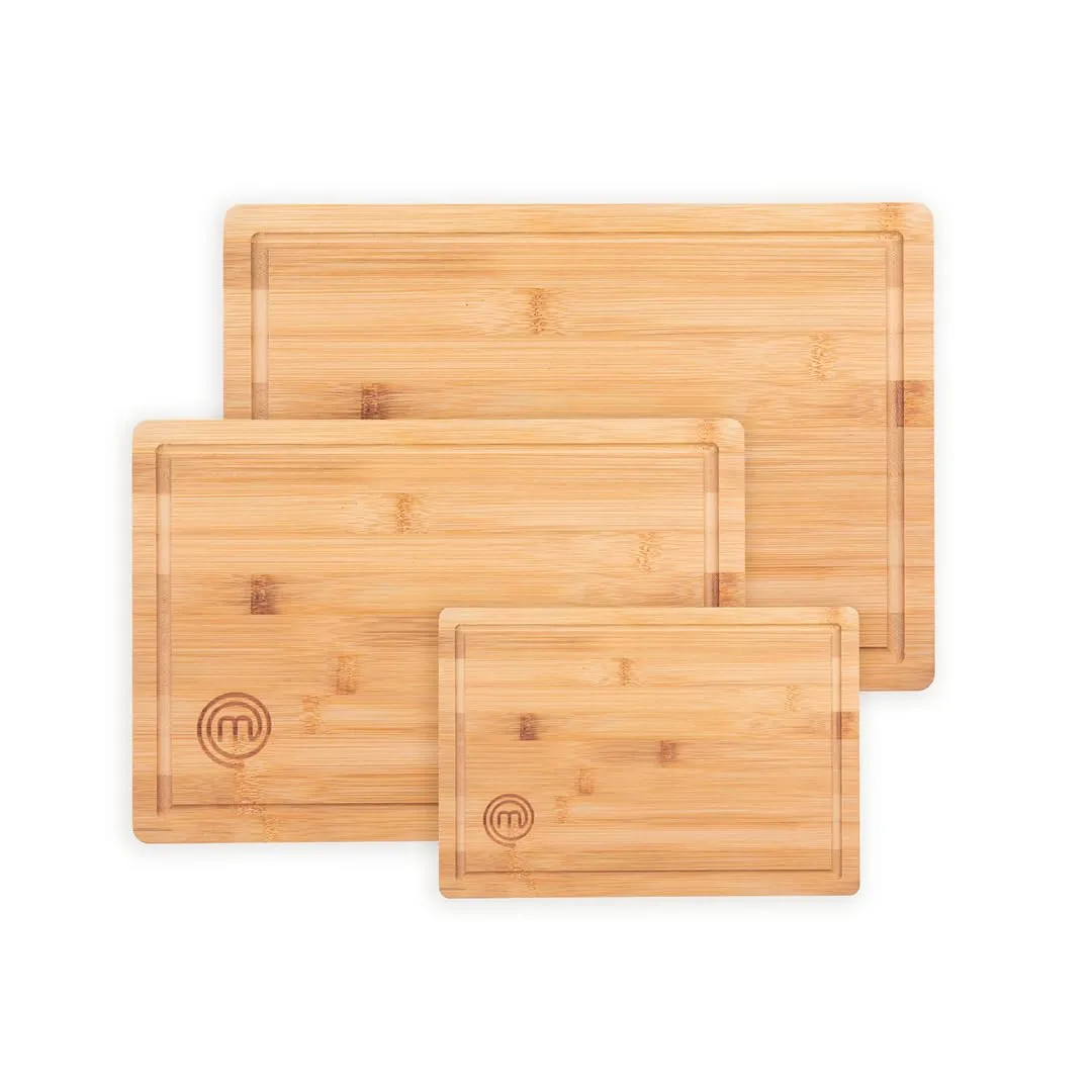 MasterChef Tablas de Cortar Cocina, Juego 3 Piezas Bambú (38/34/23 cm)