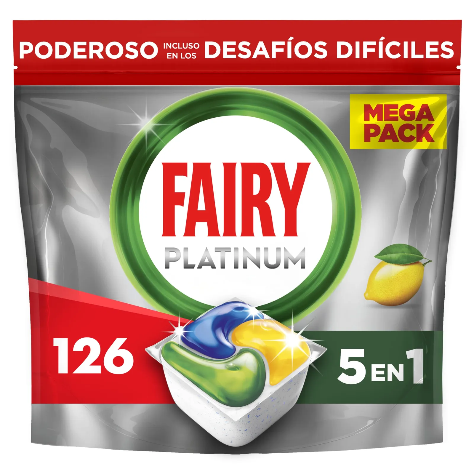 126 Cápsulas Fairy Platinum Limón para lavavajillas
