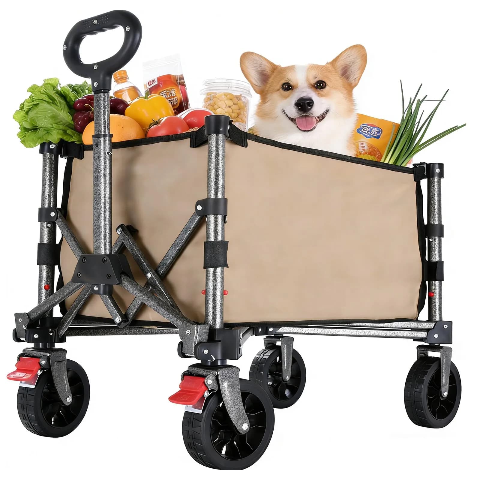 Carro de playa plegable con ruedas, 70L
