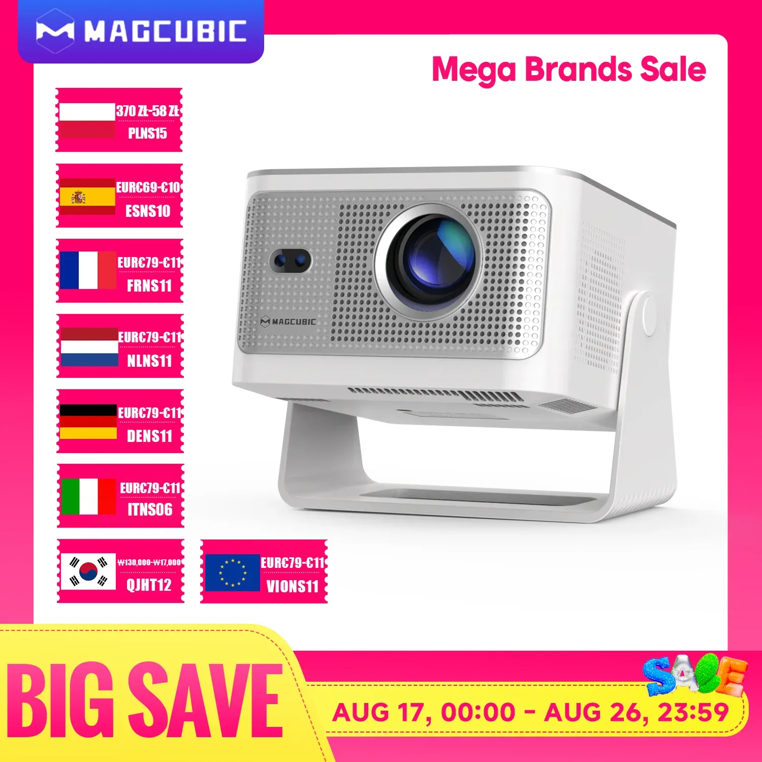 Proyector Magcubic Android 14 900 ANSI 1080P Nativo Wifi6, BT5.4