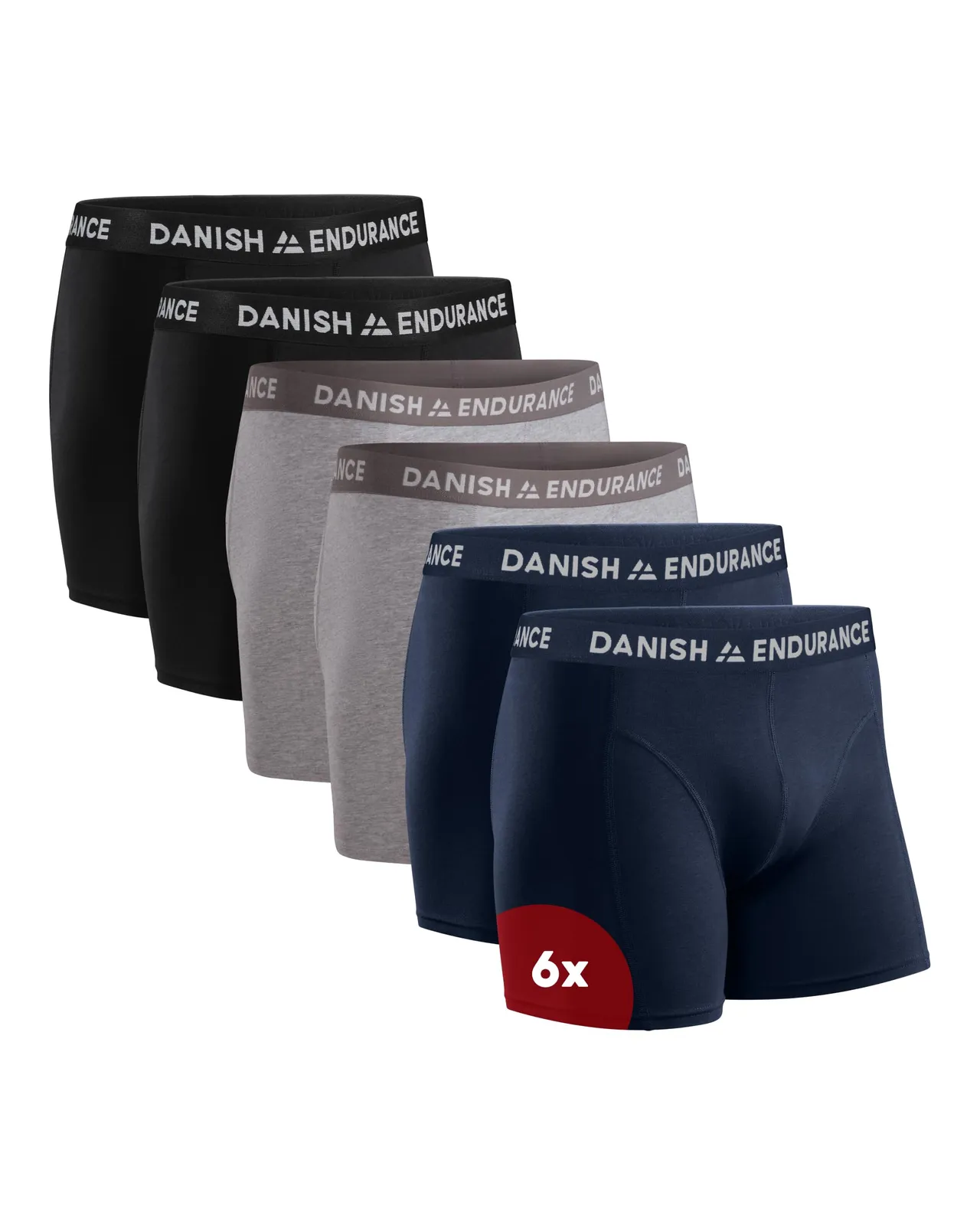 Pack 6 Calzoncillos Danish Endurance Hombre Algodón Negro/Azul/Gris Talla XXL