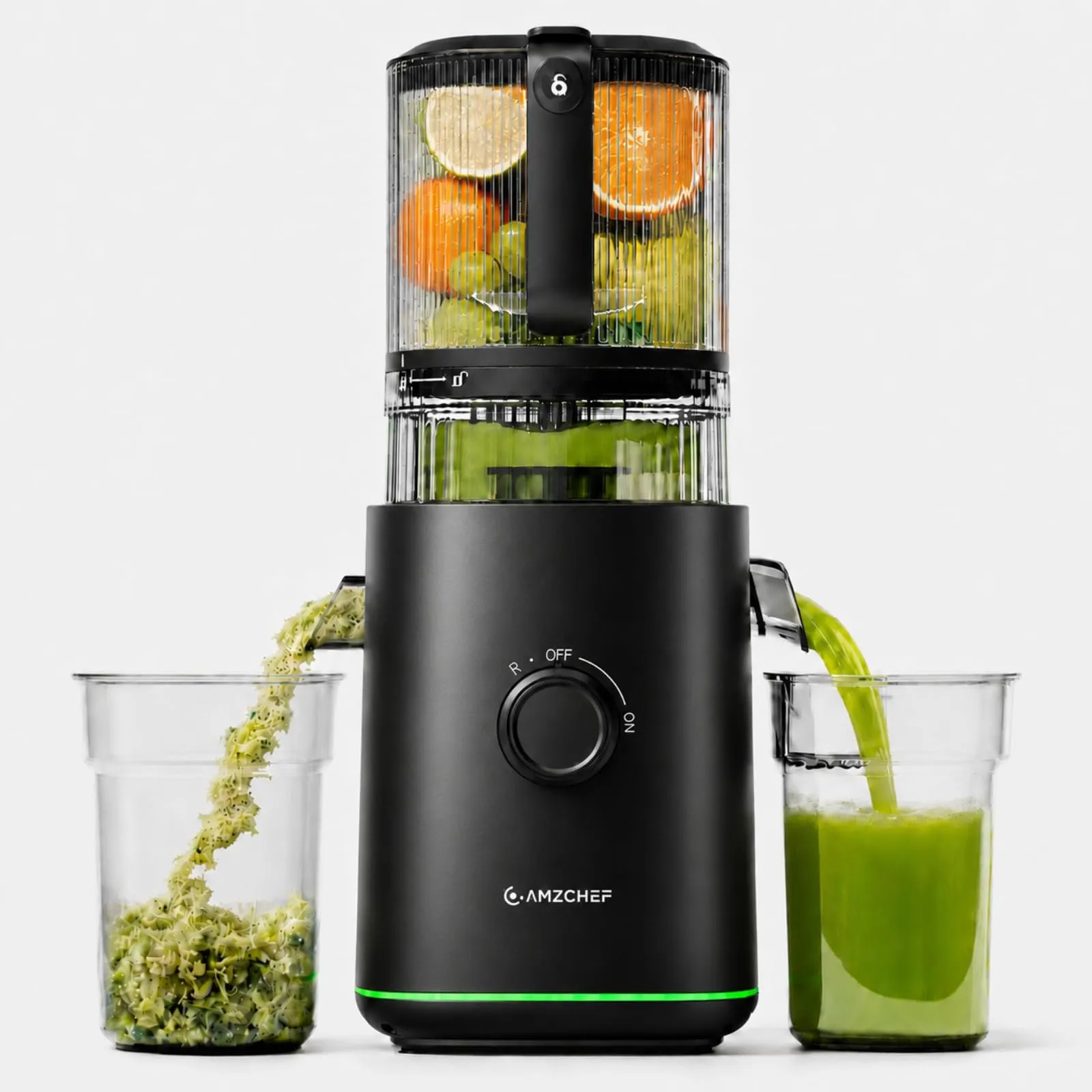 Extractor de Zumos Amzchef 600W con Boca Ancha de 155mm
