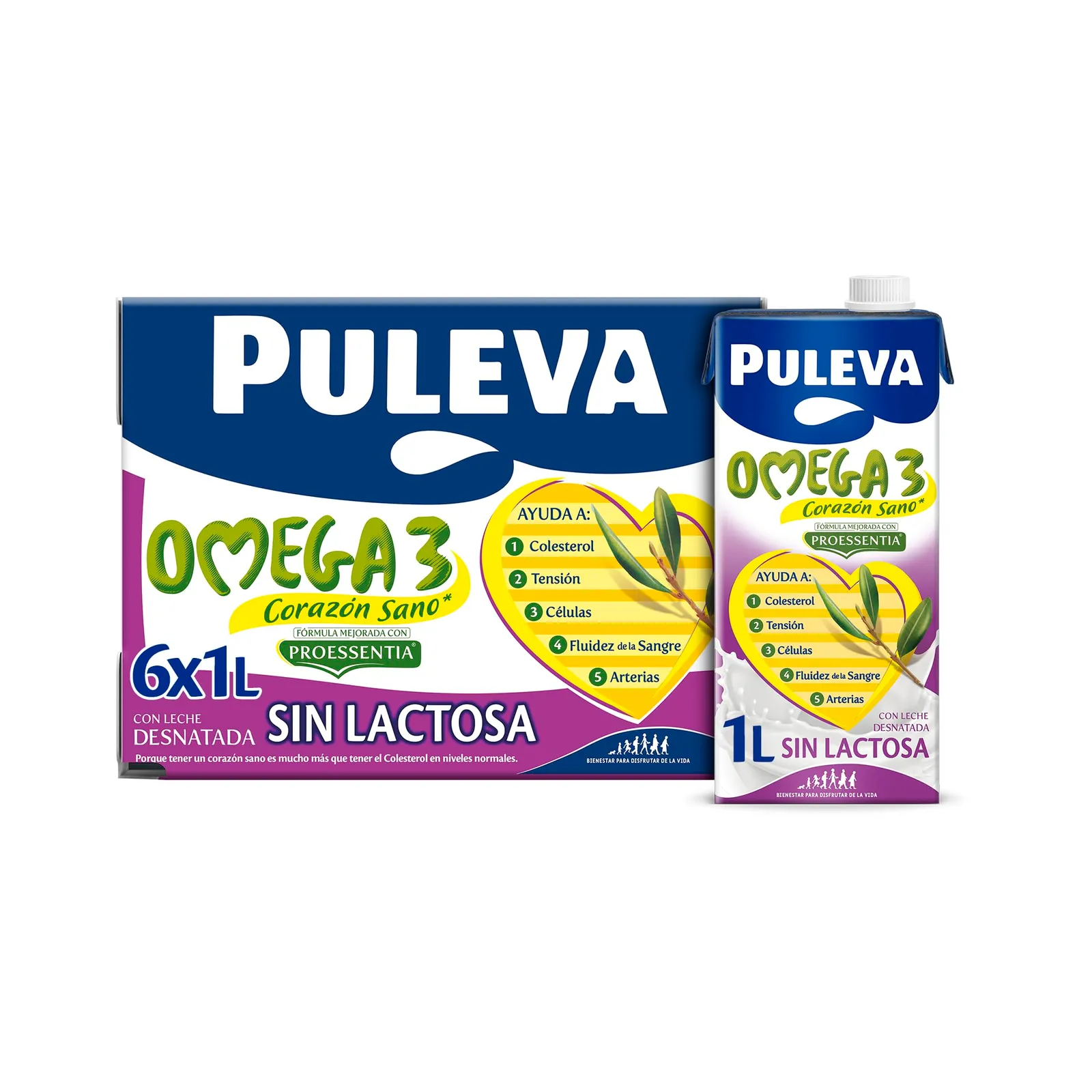 Leche Puleva Omega 3 Proessentia sin Lactosa 1L (Pack 6)