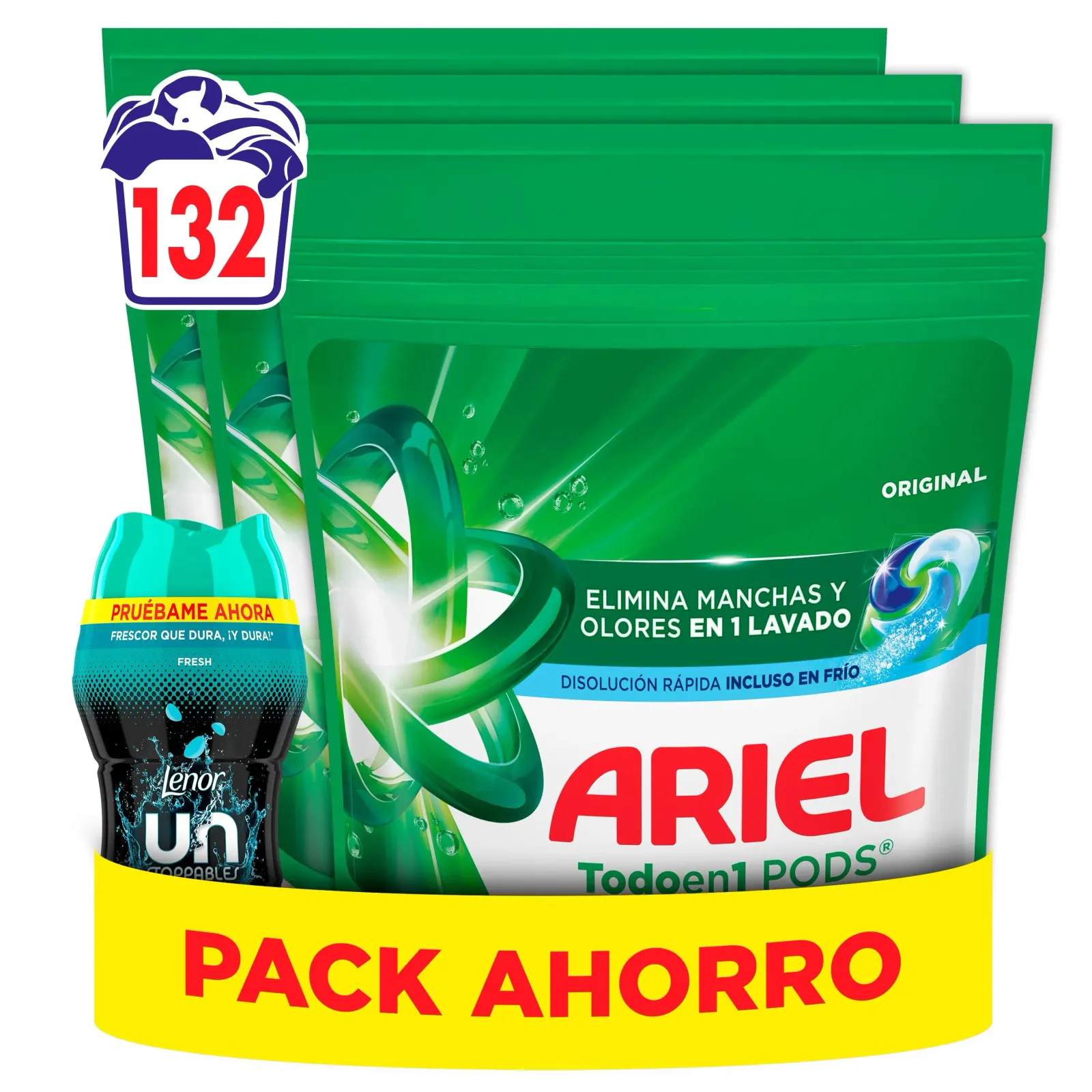 Detergente Ariel Pods Original 132 Lavados + Perlas Fresh 150g