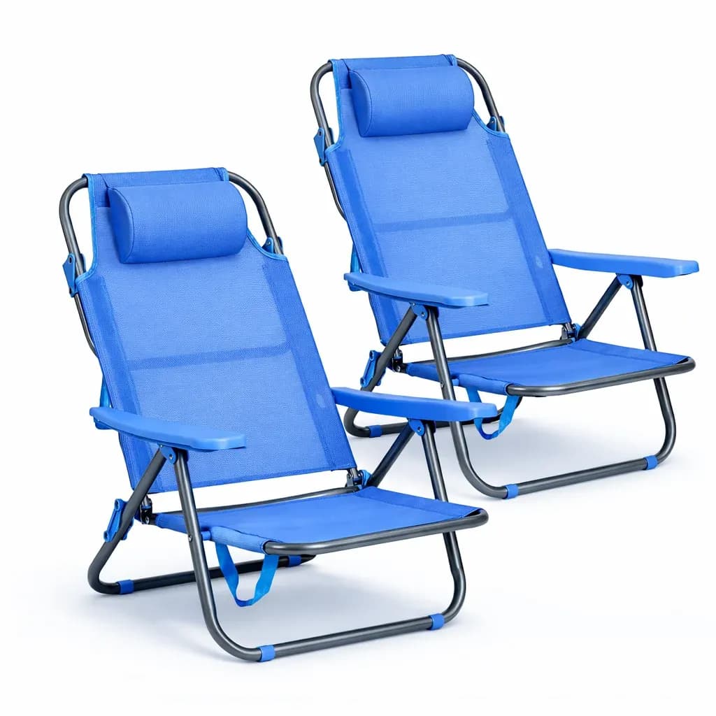 Sillas de Playa Reclinables Plegables T-Lovendo con Reposacabezas