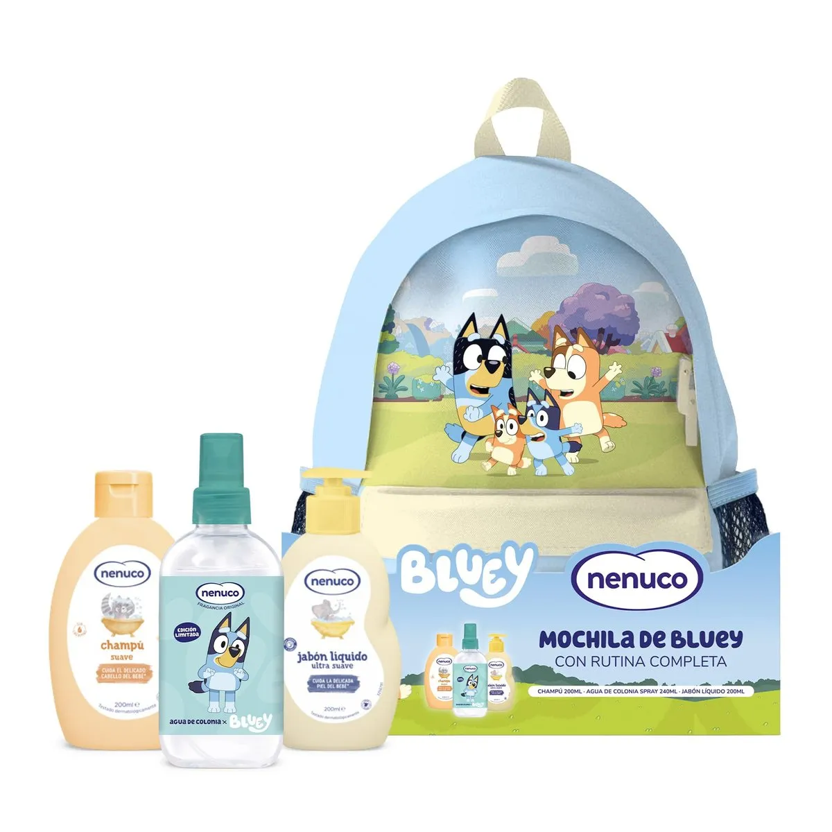Pack Infantil Nenuco Bluey con Mochila y 3 Productos de Higiene