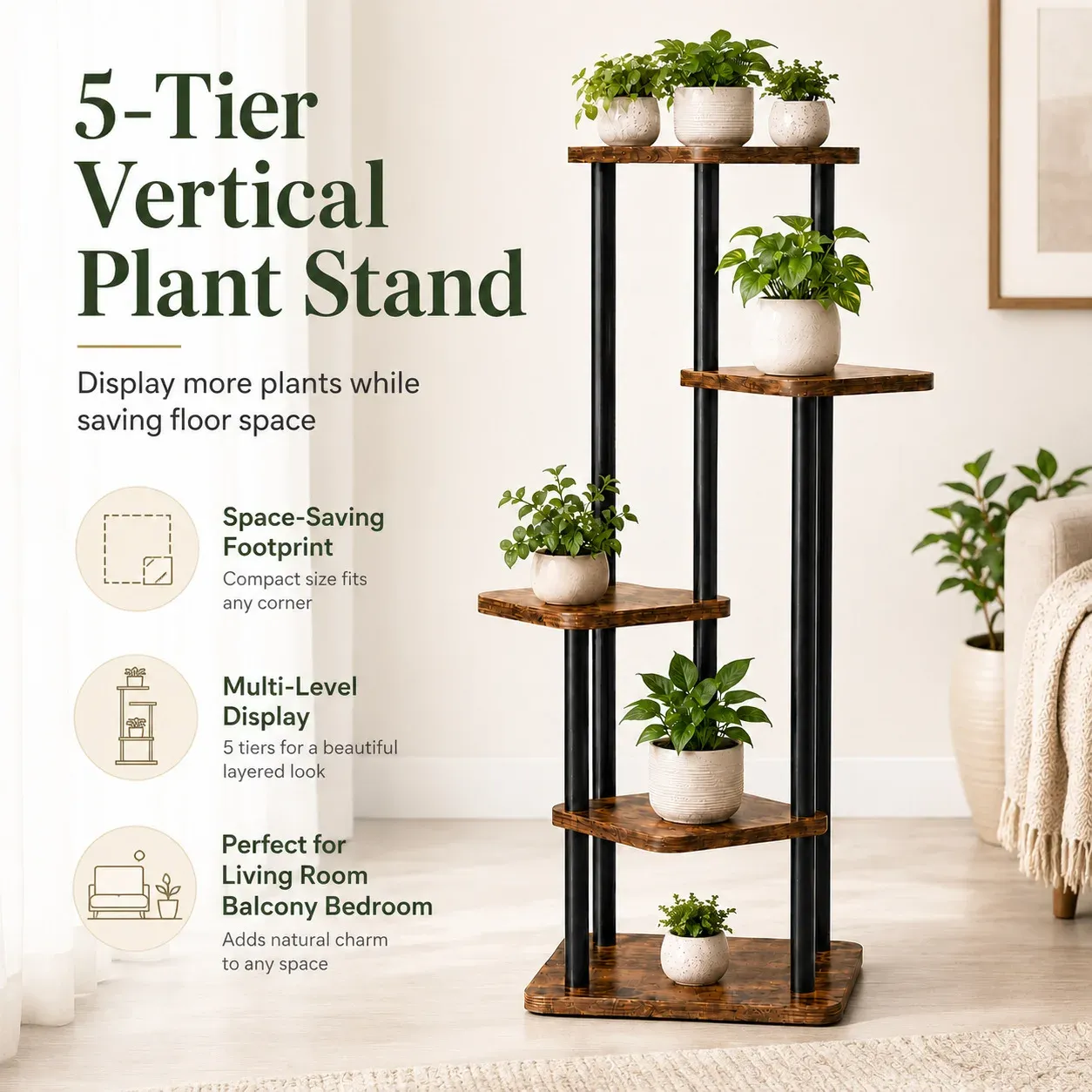 Soporte de 4 Niveles para Plantas de Interior y Exterior