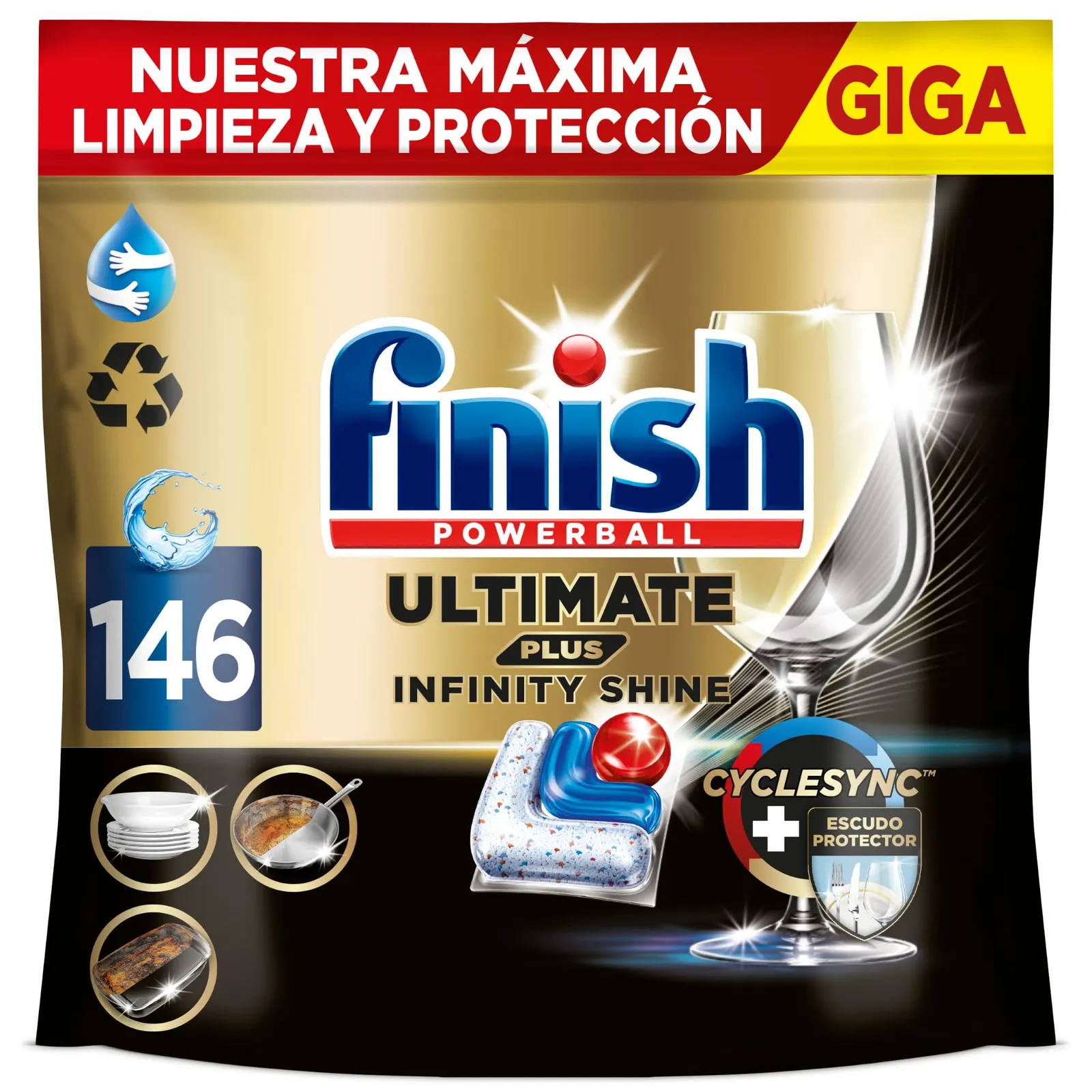 146 Pastillas Finish Ultimate Plus Infinity Shine para lavavajillas