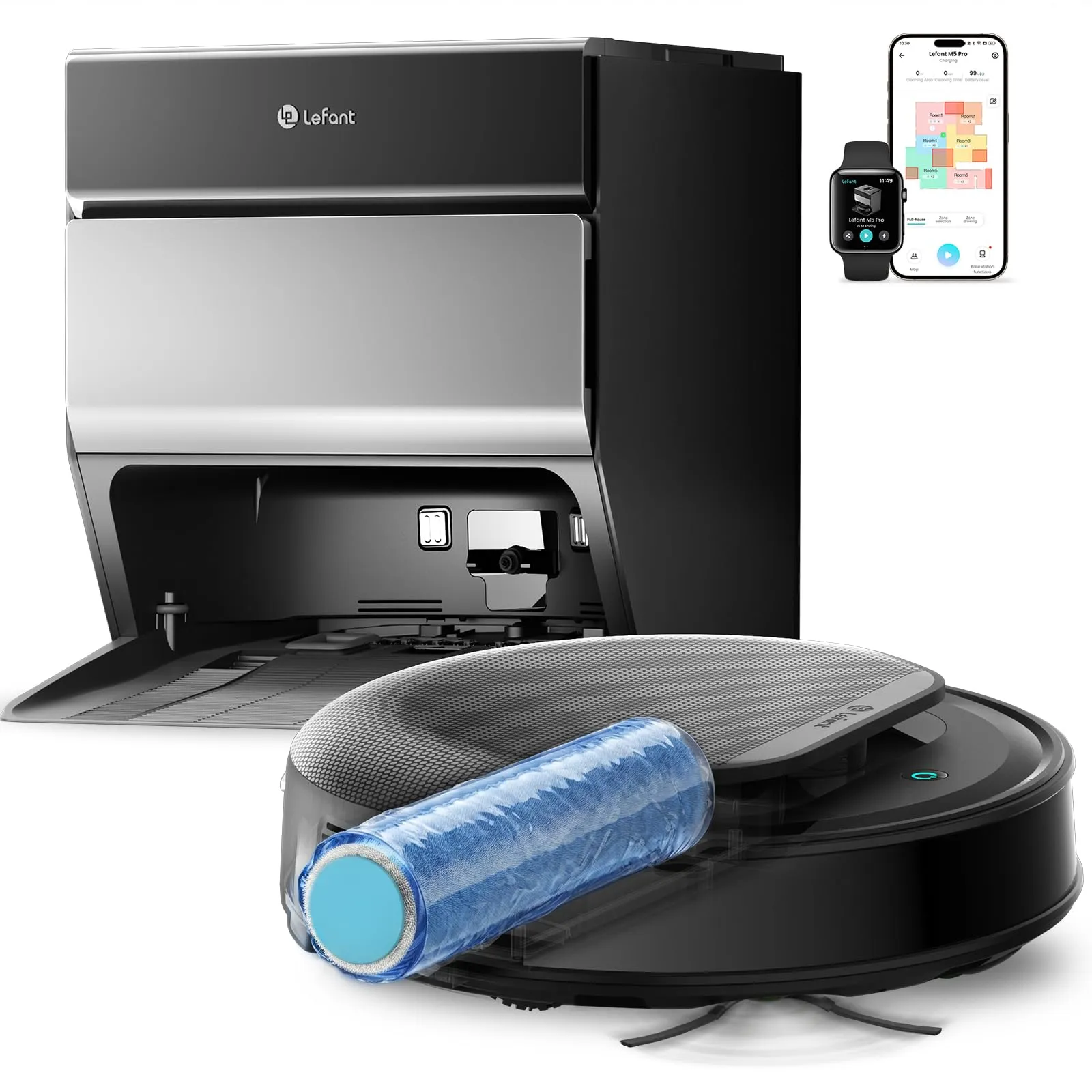 Robot Aspirador y Fregasuelos Lefant M5 Pro con Base Autovaciado