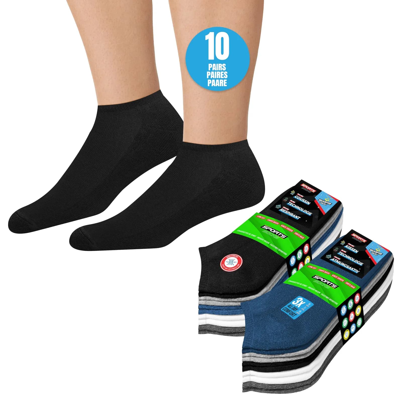 Pack 10 Pares Calcetines Tobilleros Unisex SOXCO