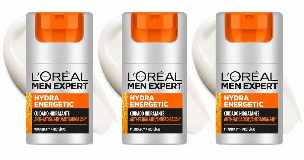 3X L'Oréal Paris Men Expert Hydra Energetic: Hidratante Anti-Fatiga con Guaraná y Vitamina C