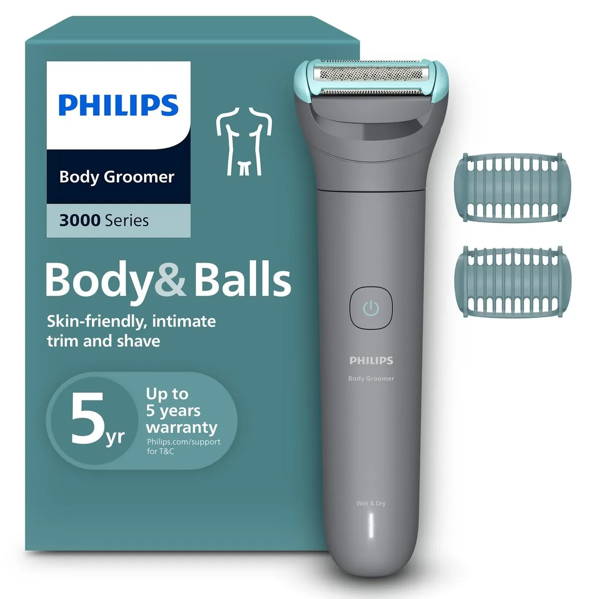 Philips Serie 3000 Afeitadora Corporal para Zonas Íntimas, 80 min Autonomía