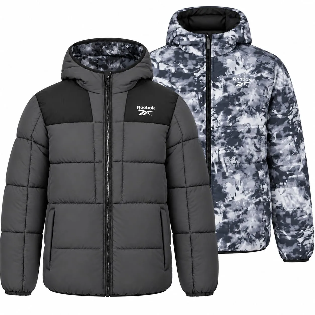 Reebok Chaqueta Acolchada Reversible Hombre OMRB1501-Carbón
