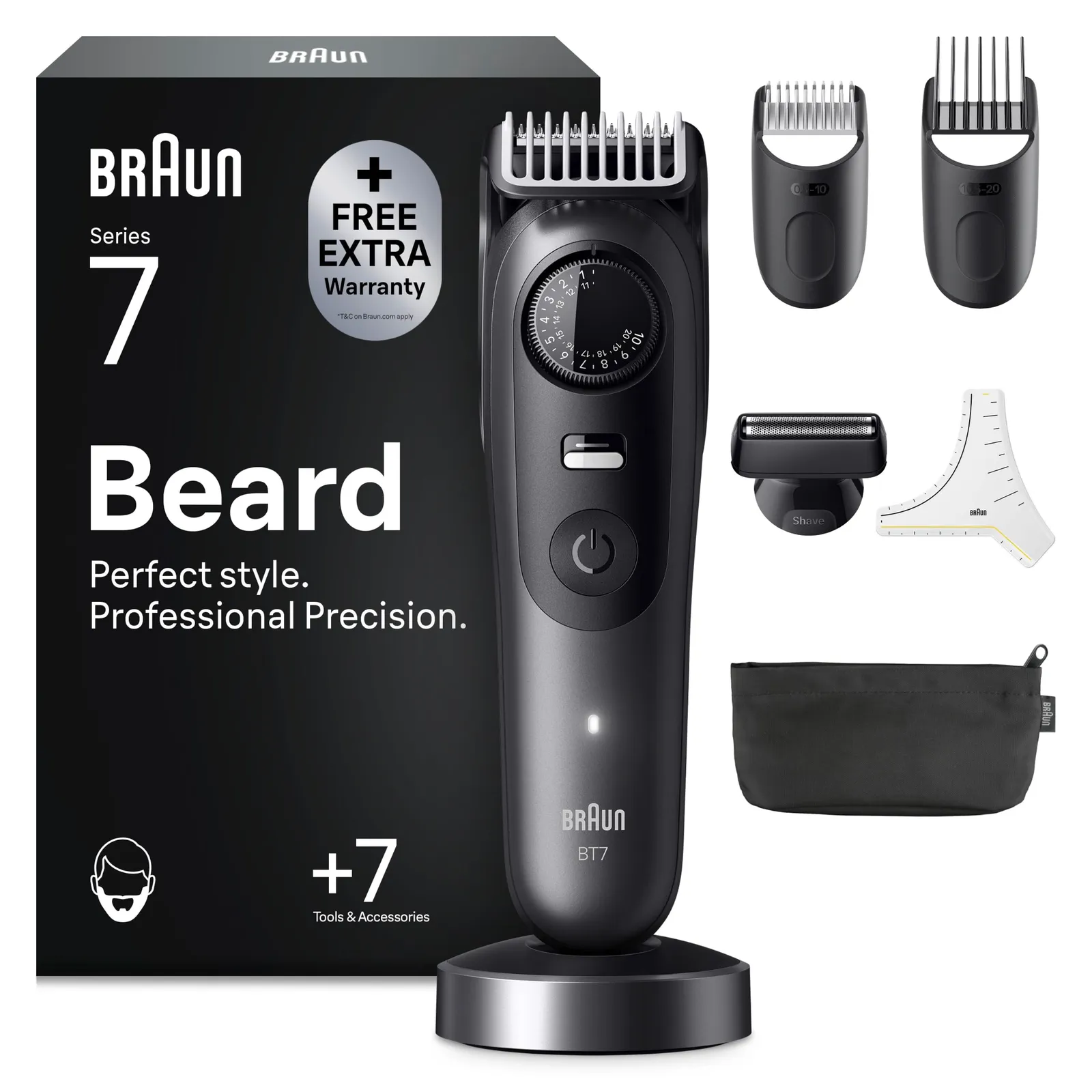 Recortadora de barba Braun Series 7 BT7535 con 40 ajustes de longitud y cuchilla ProBlade