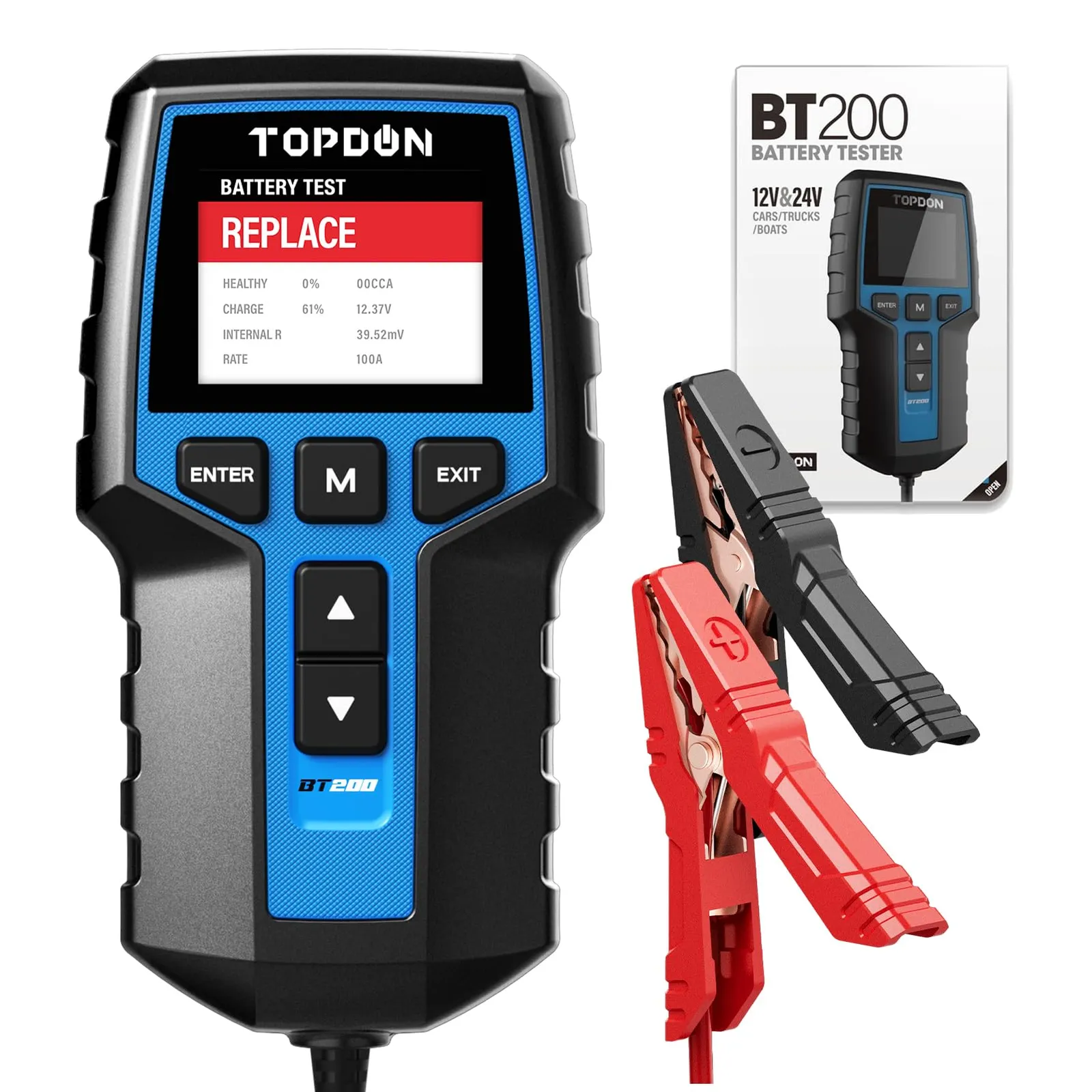 TOPDON BT200: Comprobador Baterías Coche 12V/24V, 100-2000 CCA