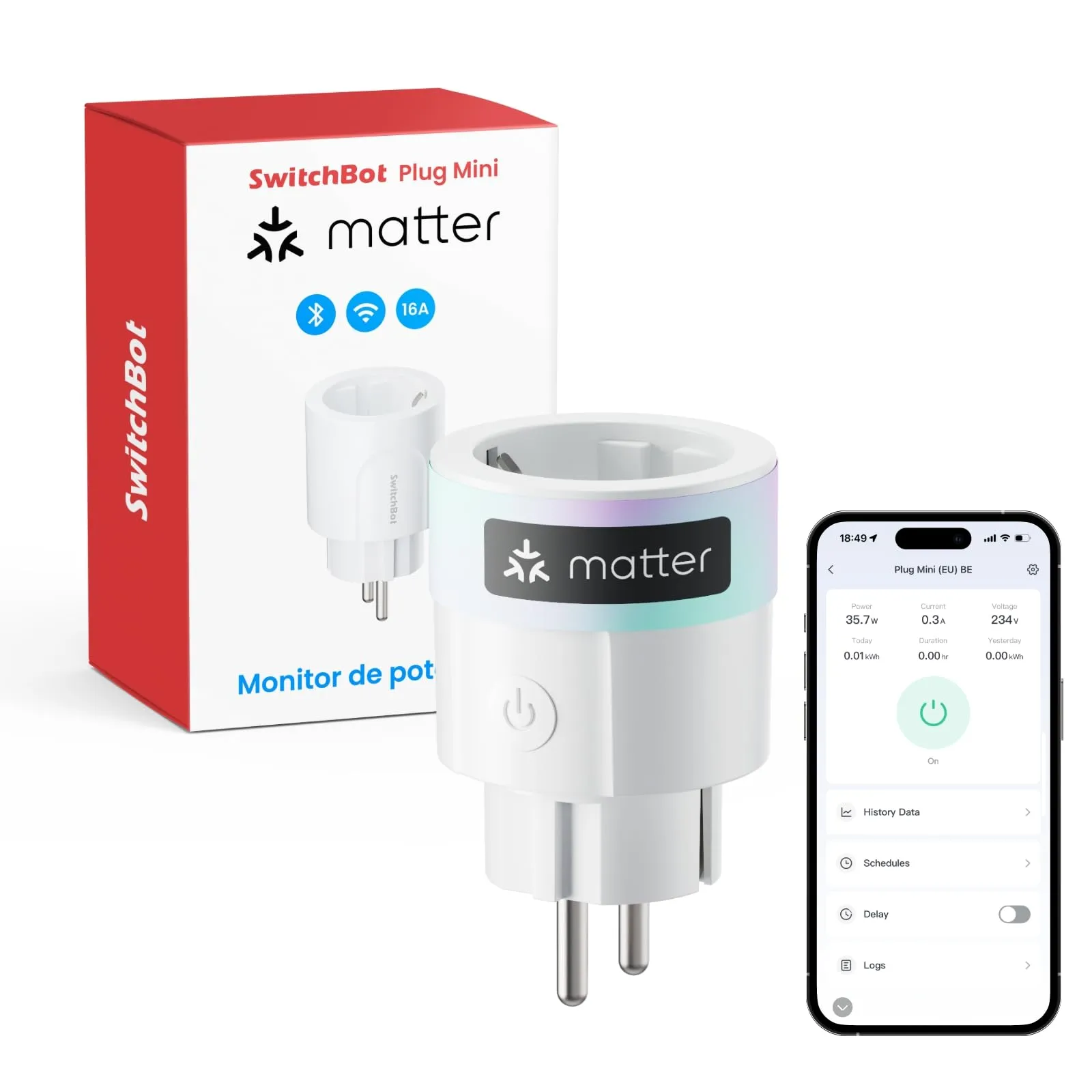 Enchufe Inteligente SwitchBot Matter Plug Mini 16A