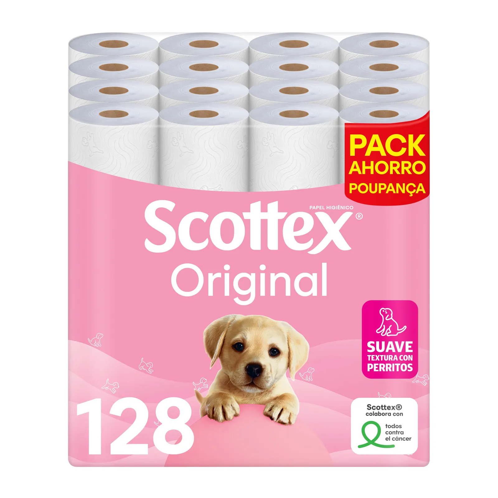 Papel higiénico Scottex Original, pack de 128 rollos