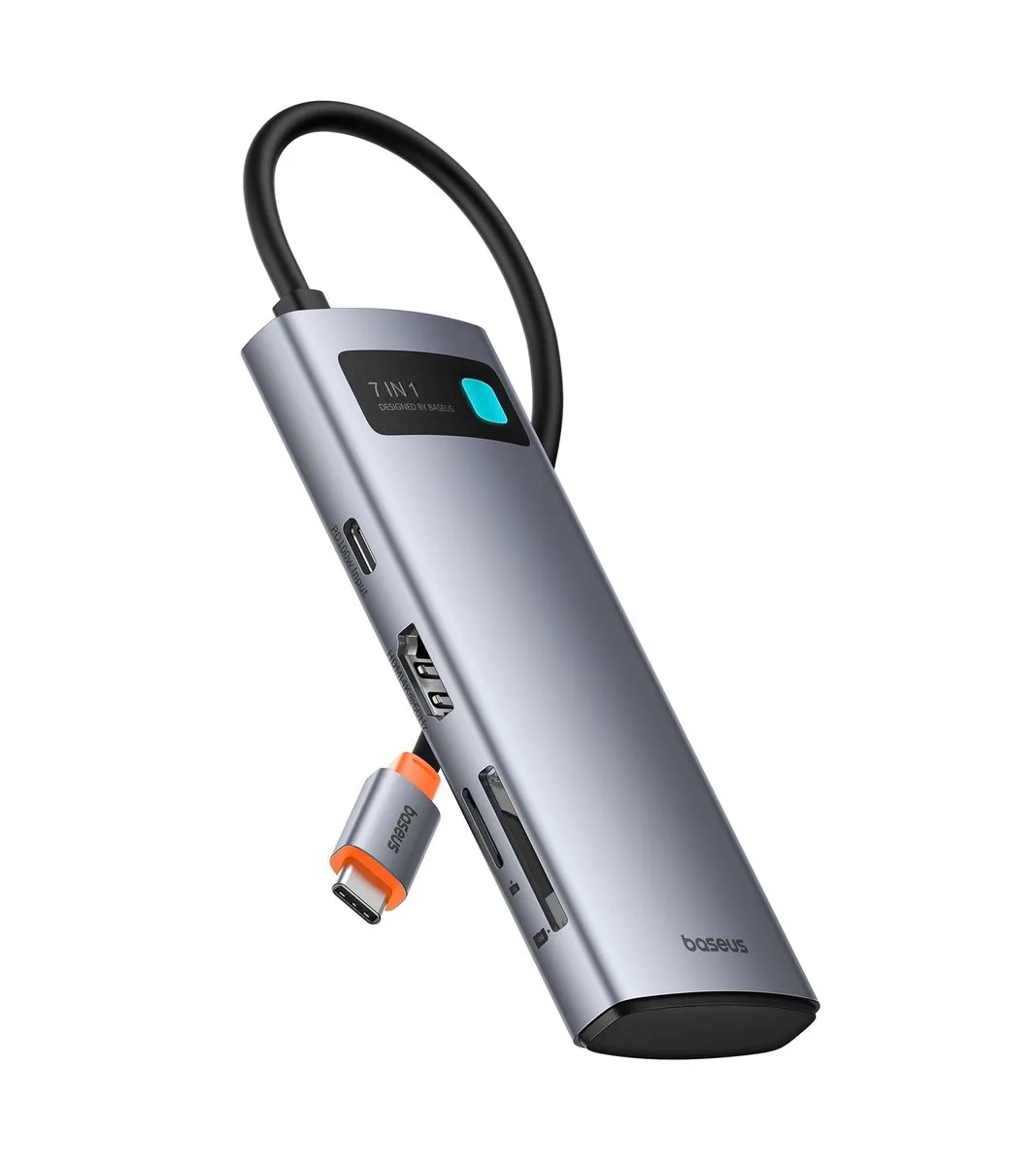 Baseus Hub USB C 7 en 1 con HDMI 4K 60Hz, PD 100W, 3 USB-A 3.0, Lector Tarjetas