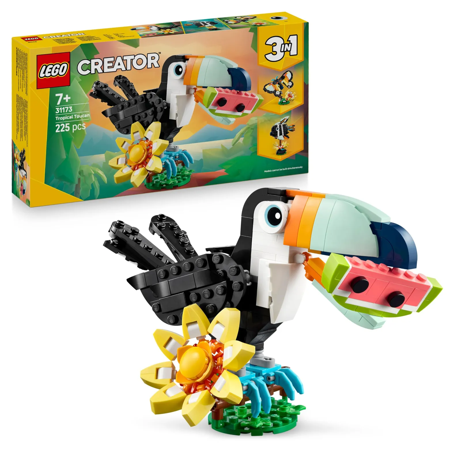 LEGO Creator 3 en 1 Tucán Tropical Fauna Salvaje (225 piezas)