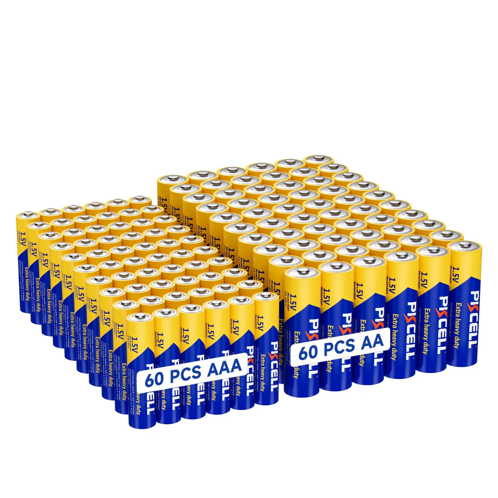 PKCELL Baterías AA AAA, Paquete Combinado 140 Unidades (80 AA, 60 AAA), 1.5V Carbón