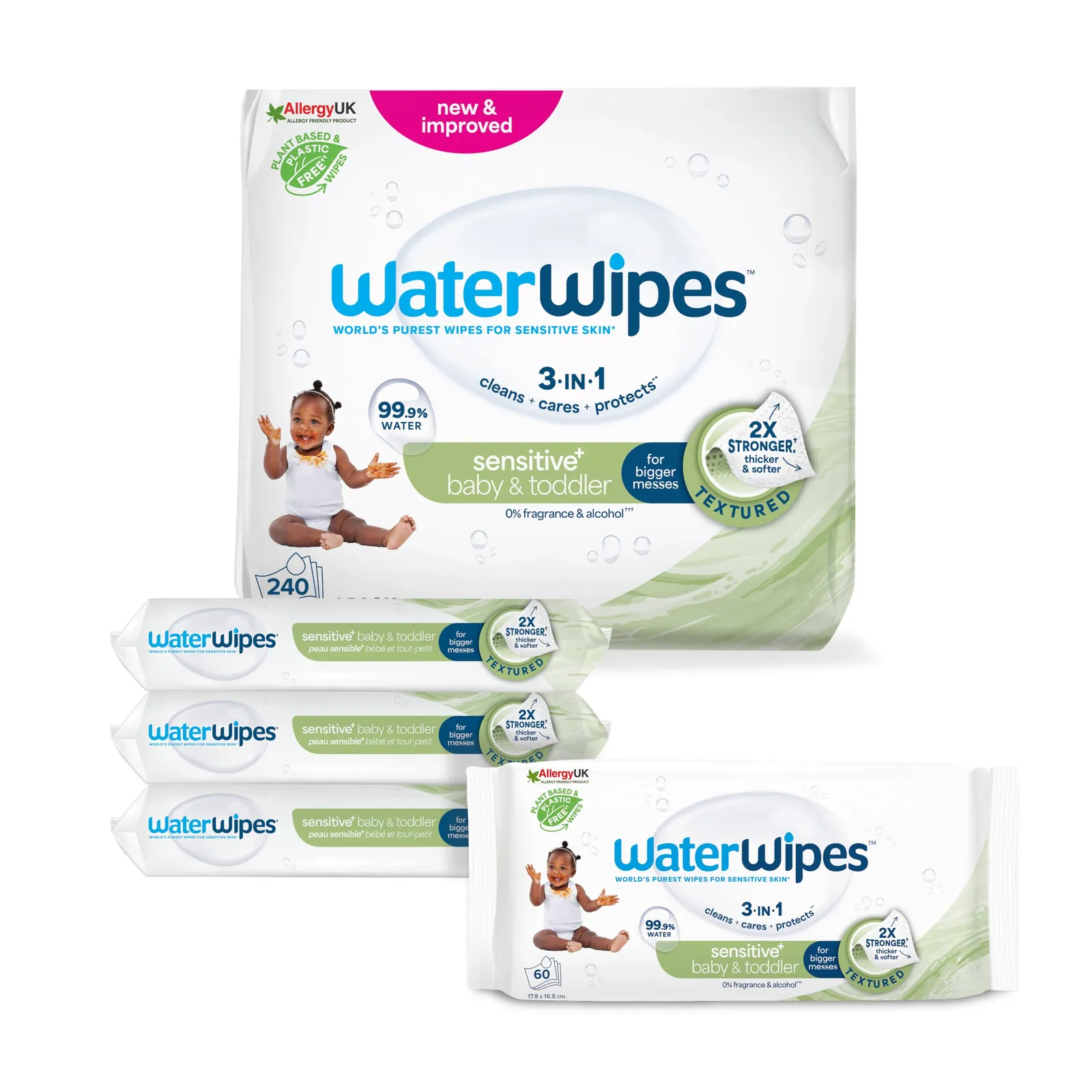Toallitas WaterWipes Sensitive+ Baby & Toddler, 240 uds