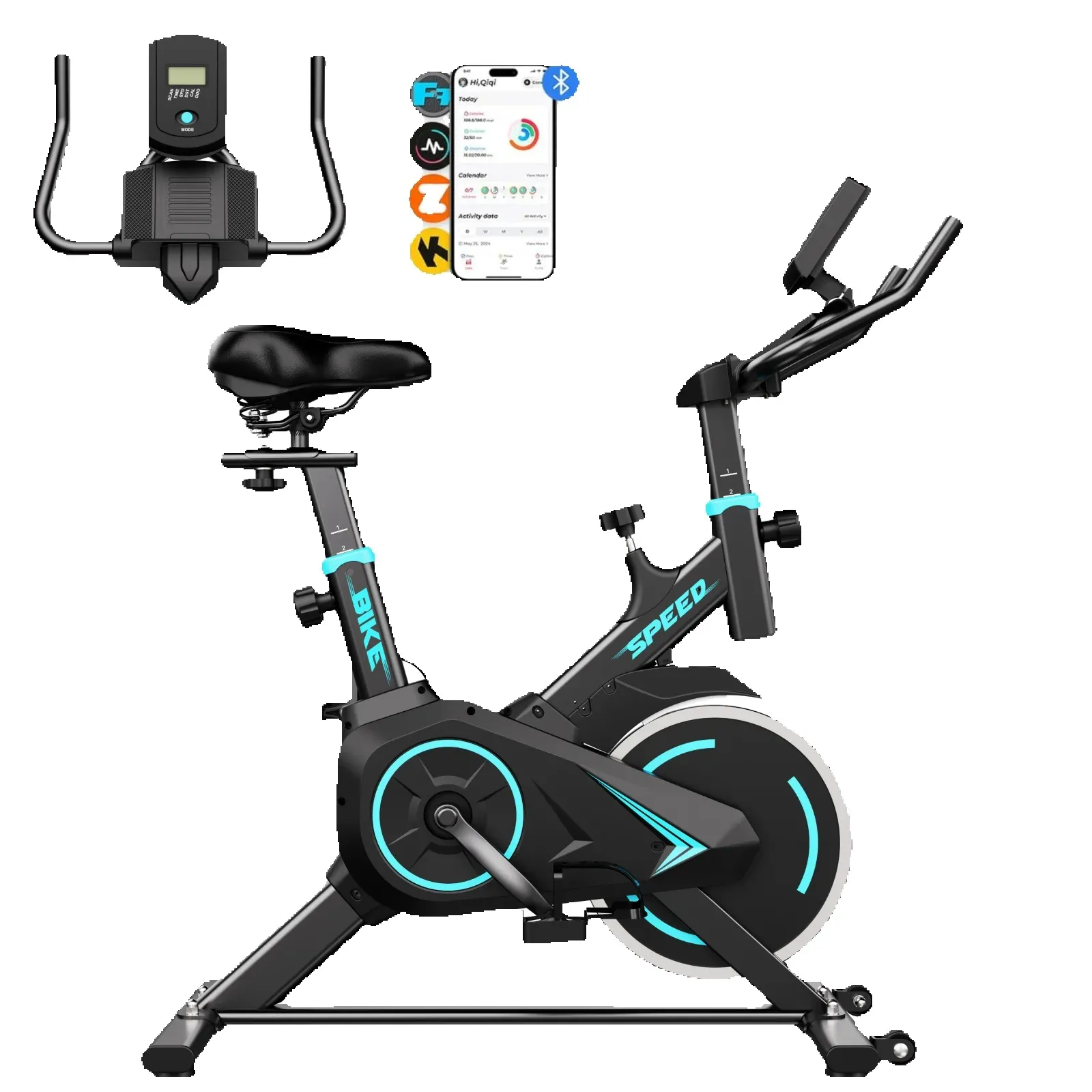 Bicicleta de ejercicio estática para interiores con conexión a app