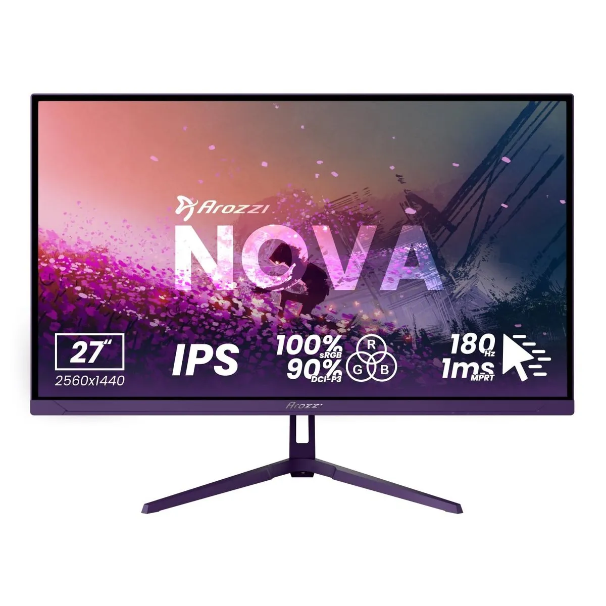 Monitor Gaming Arozzi Nova 27" IPS QHD 180Hz 1ms Morado