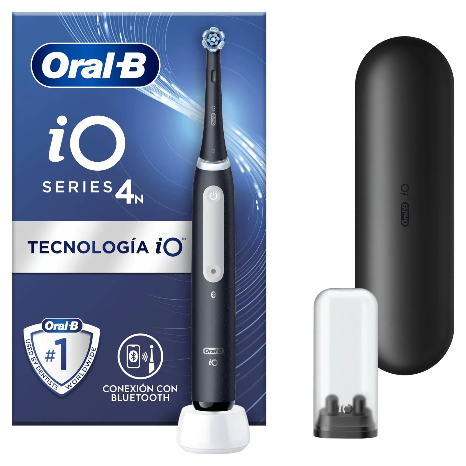 Cepillo Eléctrico Oral-B iO 4N Negro con Cabezal y Estuche de Viaje