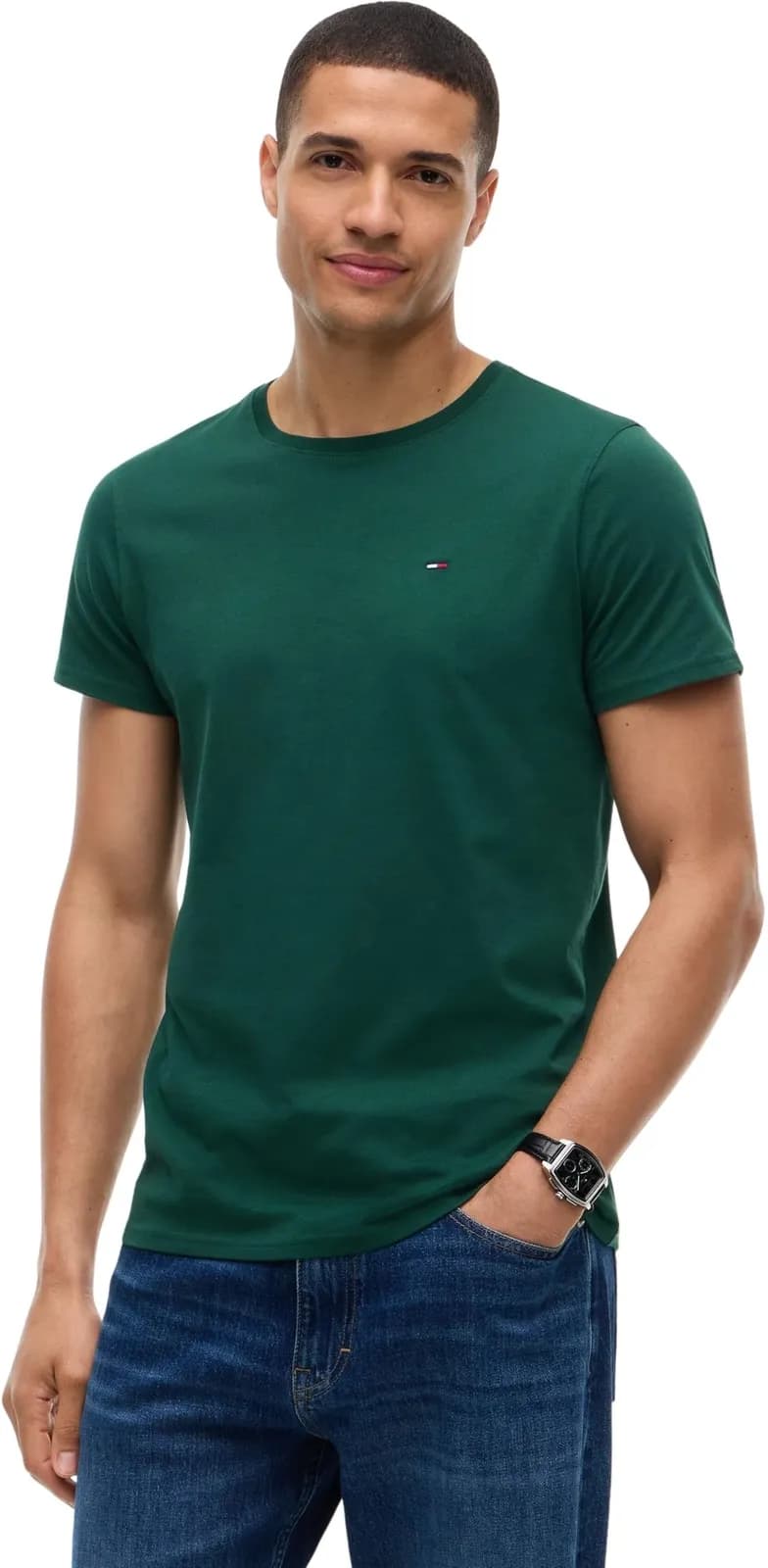 Camiseta Tommy Jeans TJM Original ajustada manga corta hombre verde (varias tallas)