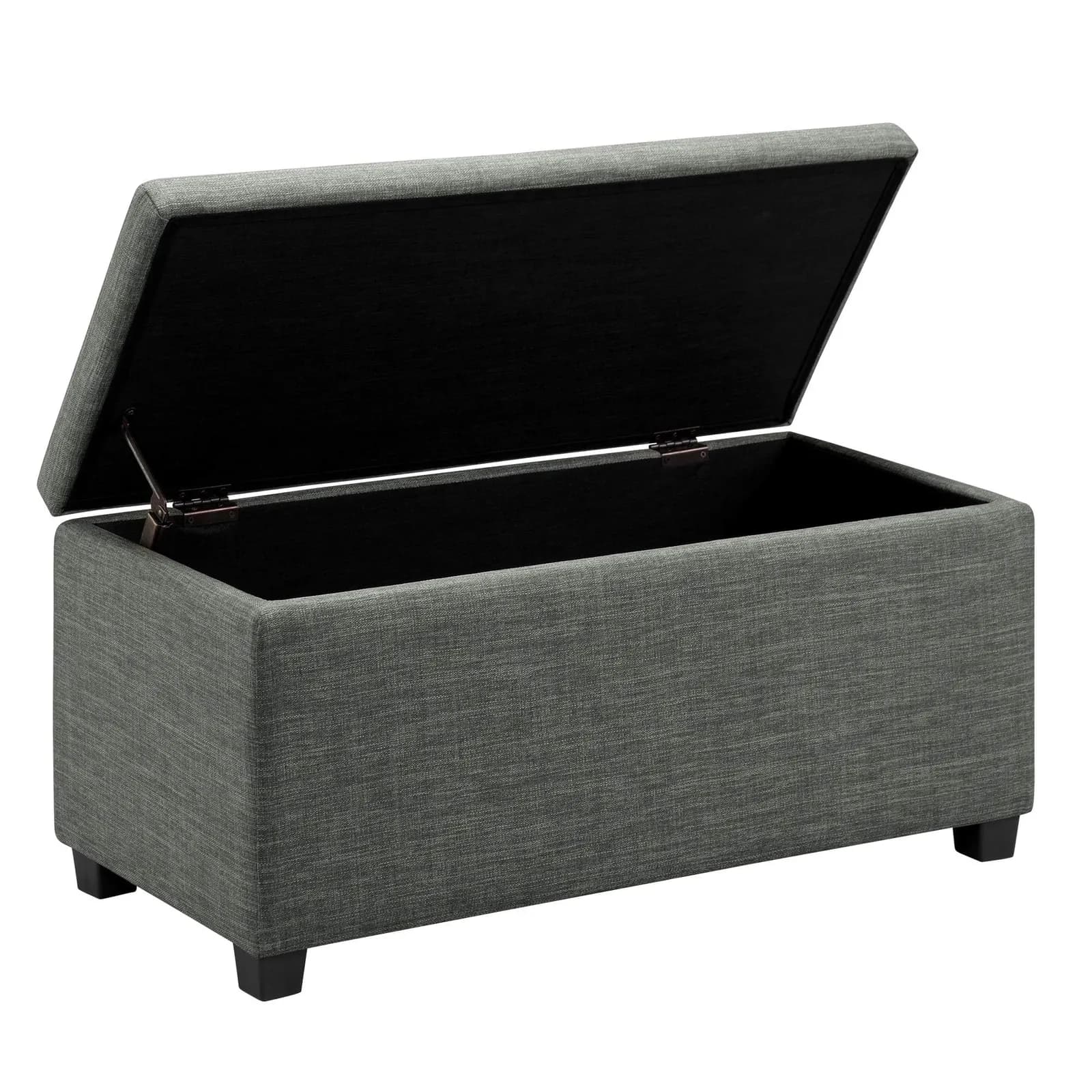 Amazon Basics Banco Rectangular Acolchado con Almacenamiento, Gris Oscuro (42 x 91 x 43 cm)