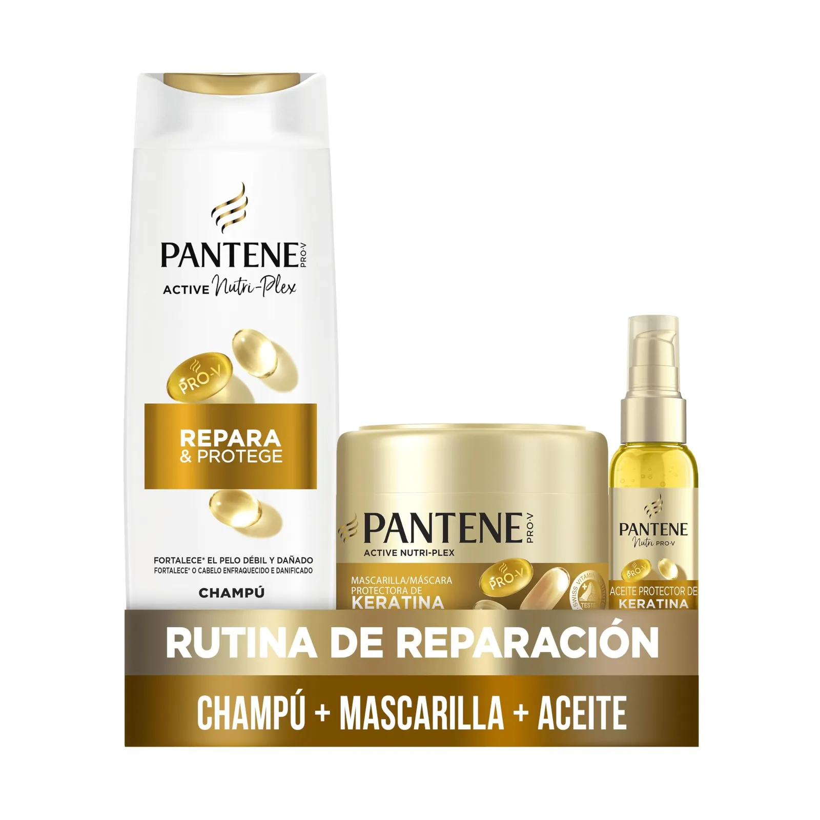 Pack Pantene Pro-V Reparación con Keratina: Champú, Mascarilla y Aceite