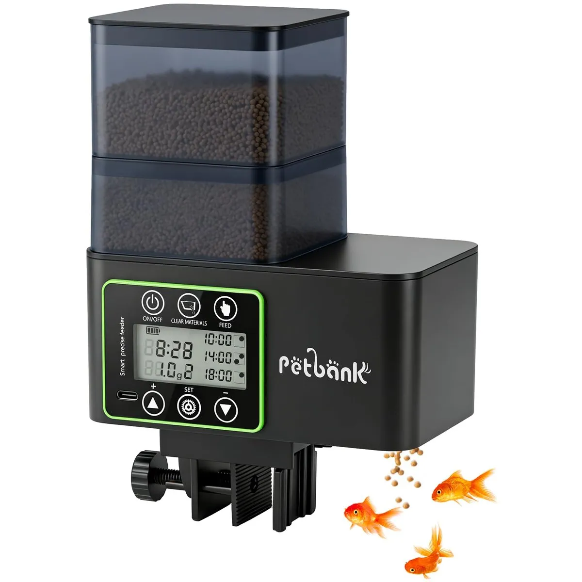 Comedero Automático para Peces Acuario - 230/510ml, Temporizador Ajustable