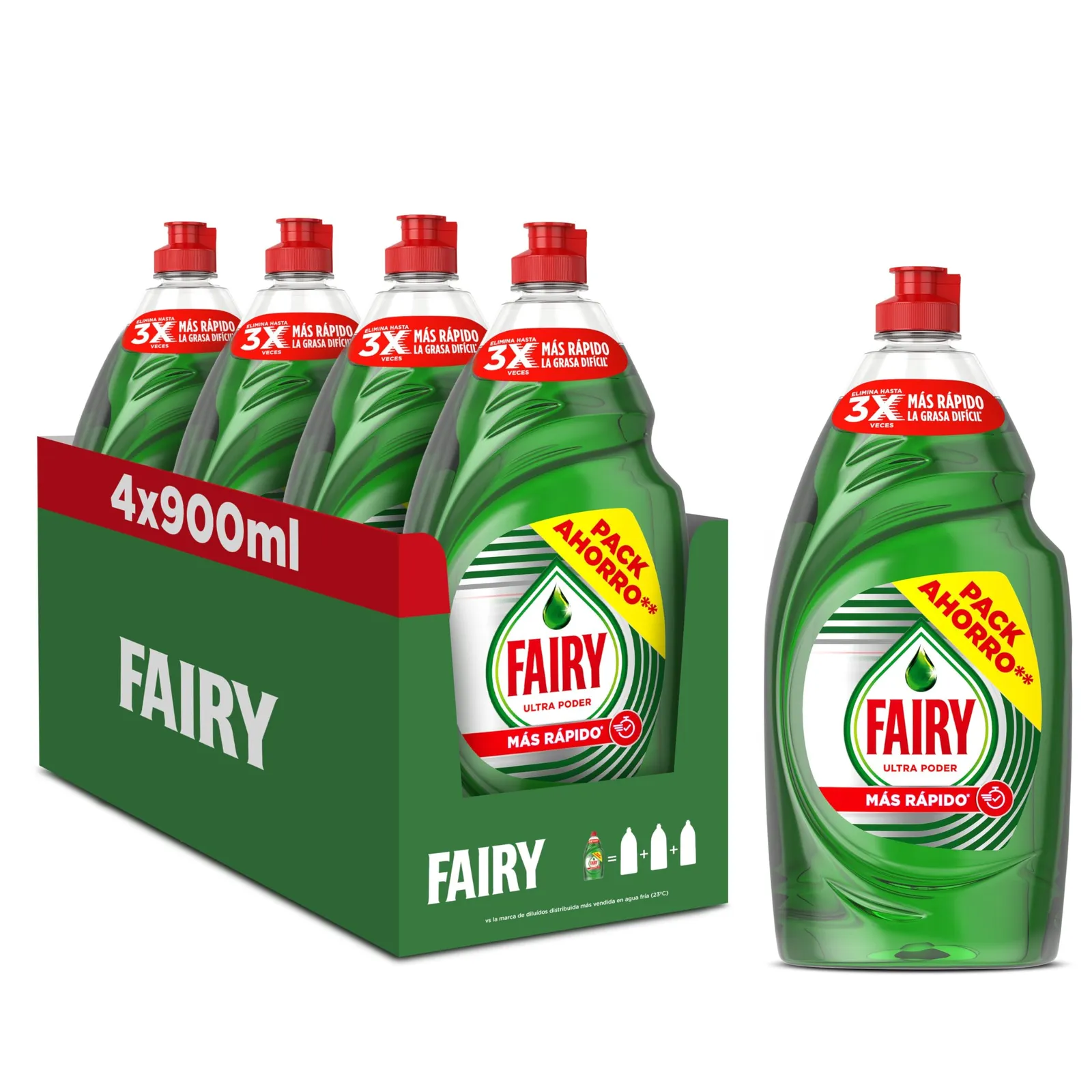 Pack 4x 900ML Fairy Ultra Poder Original Líquido Lavavajillas