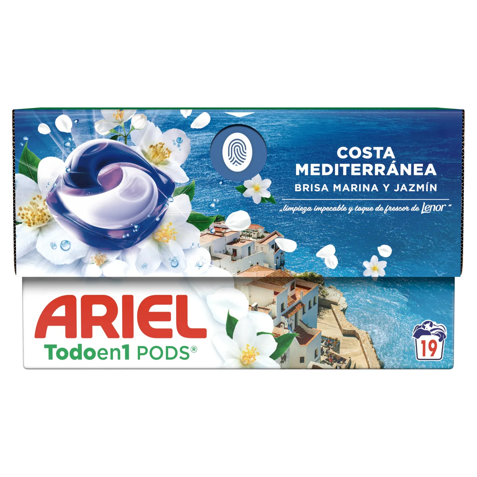 Ariel Todo en 1 PODS Brisa Marina Y Jazmín Detergente Líquido Cápsulas, 19 Lavados