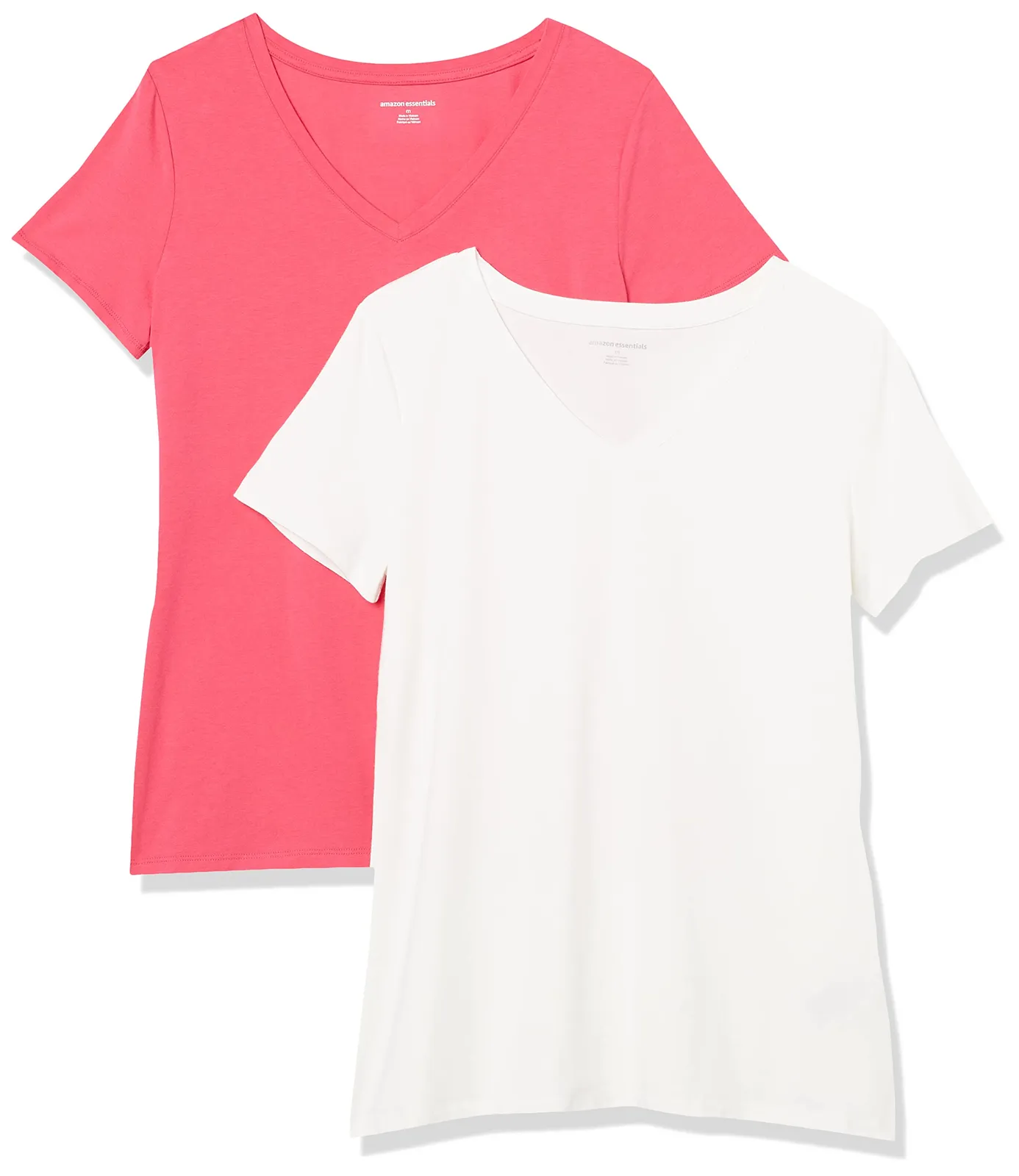 Pack 2 Camisetas Manga Corta Cuello Pico Mujer Amazon Essentials (varias tallas)
