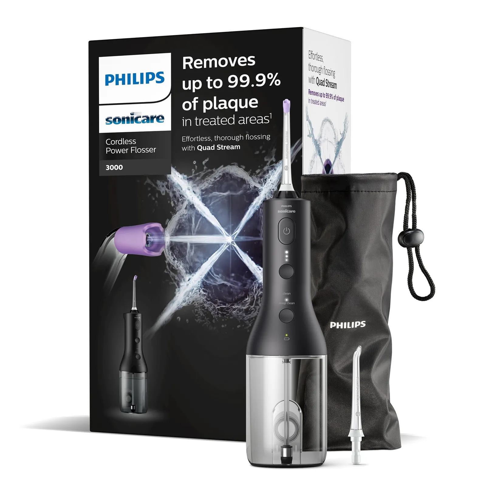 Philips Sonicare Power Flosser 3000 HX3826/33 Irrigador Oral Inalambrico Negro