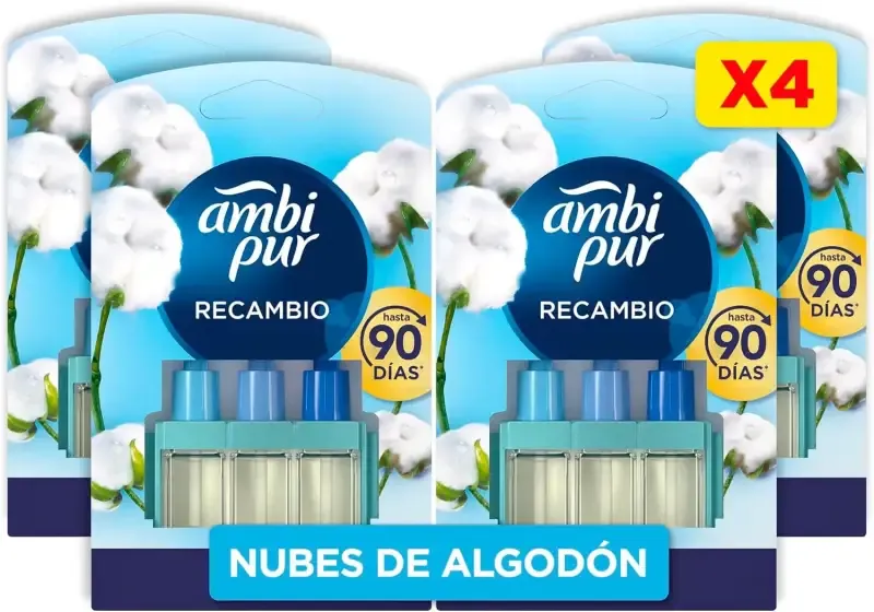 Pack 4 Ambientadores Ambi Pur 3Volution Nubes de Algodón
