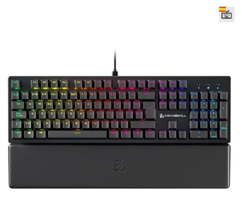 Teclado Mecánico Gaming Newskill Serike V2, Switches Red, RGB, Negro