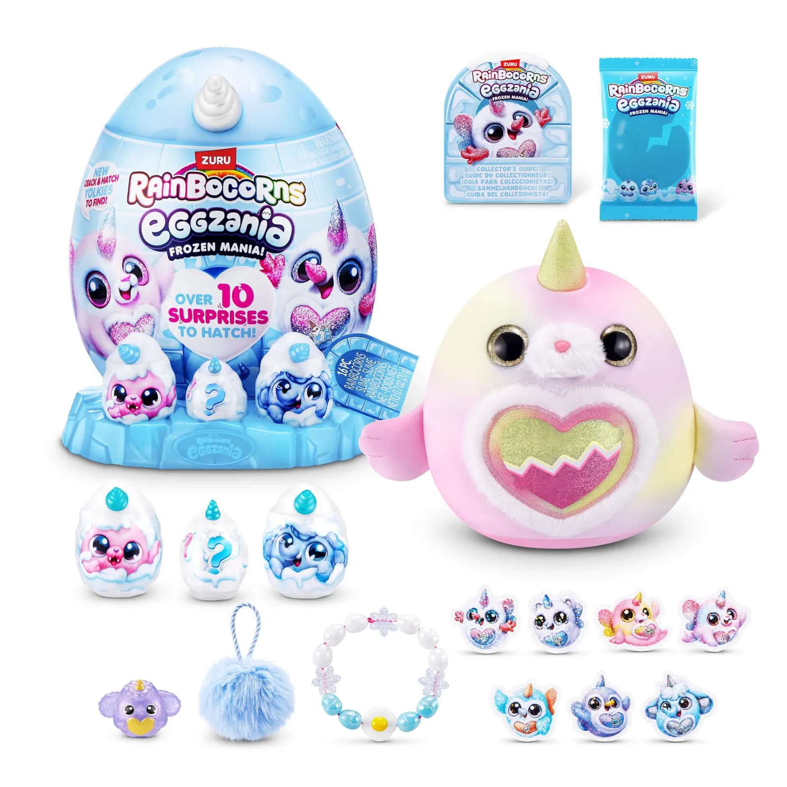 Rainbocorns Eggzania Huevo Sorpresa Frozencorn (Blizzy) ZURU - Peluche Coleccionable Pascua Niñas